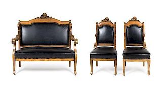 A Victorian Parlor Suite Height of settee 46 x width 50 inches.