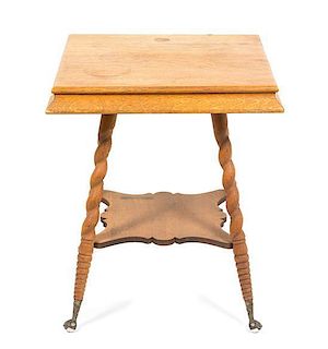 A Victorian Oak Side Table Height 29 x width 24 1/2 x depth 24 1/2 inches.