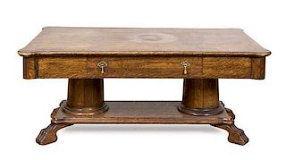 An Oak Low Table, Height 20 x width 47 x depth 27 inches.