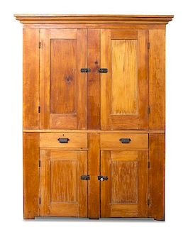 An American Pine Cupboard Height 68 x width 51 x depth 18 3/4 inches.