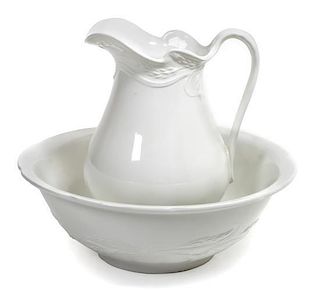 A Royal Crownford Ironstone Ewer and Basin Height of ewer 12 1/2 inches, diameter of basin 16 inches.