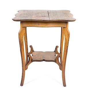 A Victorian Style Oak Side Table Height 29 1/2 x width 25 3/4 x depth 25 3/4 inches.