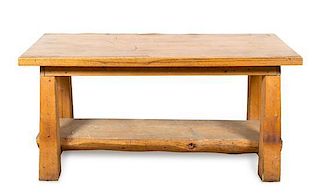 An American Rustic Pine Table Height 29 1/2 x width 61 x depth 27 inches.