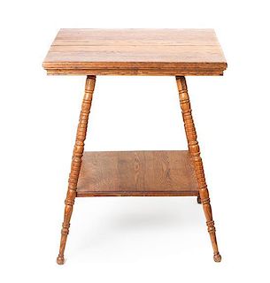 An American Oak Side Table Height 29 x width 24 x depth 24 inches.