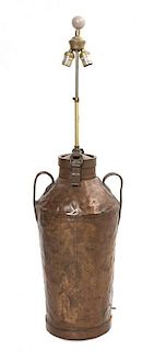 A French Copper Milk Jug Height 24 inches.