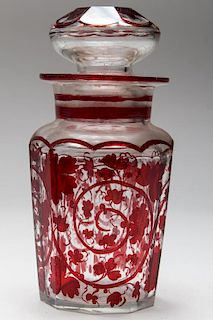 Bohemian Red-Cut-to-Clear Glass Apothecary Jar