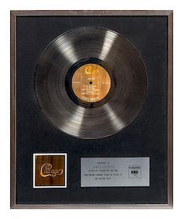 A Chicago V Platinum Record Award Height 20 3/4 x width 16 3/4 inches (overall).