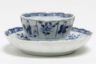 Chinese Blue & White Export Porcelain Cup & Saucer