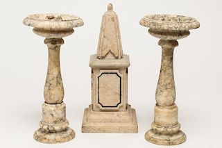 Marble Garniture Set- Obelisk & Candlesticks