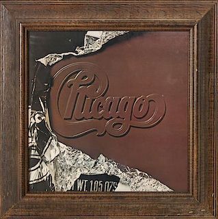 A Chicago X Promotional LP Height of frame 17 x width 17 inches.