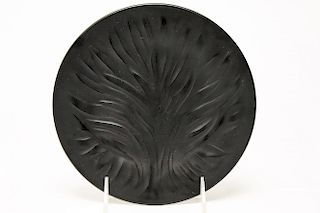 Lalique France- Black Frosted Crystal Plate