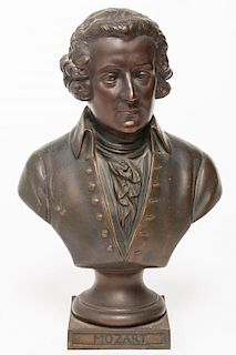 Bust of Mozart, Bronzed Metal
