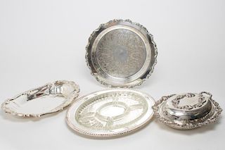 Silver-Plate Serving Pieces, Group of 4