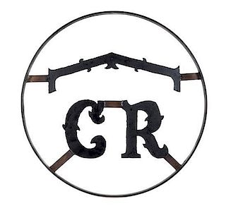 A Wrought Iron Caribou Ranch Sign. Diameter 39 inches.