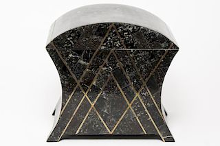 Maitland Smith Tessellated Stone & Brass Table Box