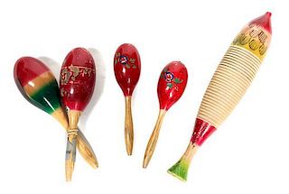 Two Pairs of Studio Used Maracas Length of longest 16 1/2 inches.