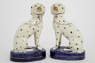 Pair of Staffordshire Porcelain Dalmatian Dogs