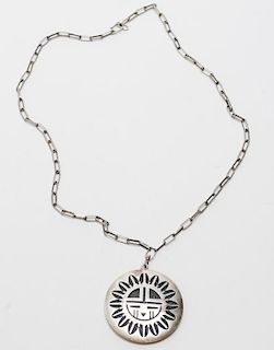 Vintage Hopi Silver Overlay Spirit Necklace