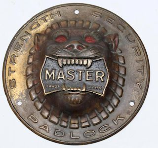 Vintage Masterlock Lion Trademark Advertising Sign