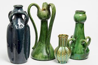 4 Art Nouveau Ceramic Vases, incl. Zsolnay