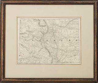 Two Decorative Maps of Colorado Height of taller 10 x width 12 1/2 inches.