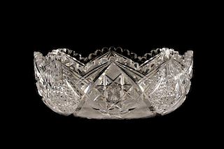 American Brilliant Cut Glass Bowl, Signed J. Hoare