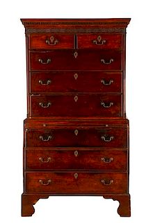 English Chippendale Style Mahogany Chest on Chest