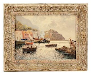 Guido Odierna, View of Capri, Signed Oil on Canvas