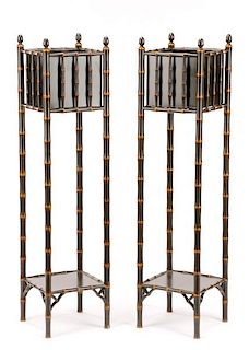 Pair, Aesthetic Style Chinoiserie Bamboo Planters