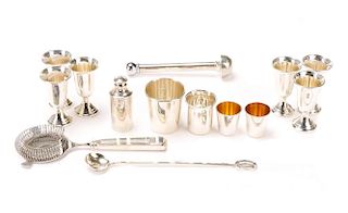 Group of 13 Assorted Sterling Cocktail Accessories