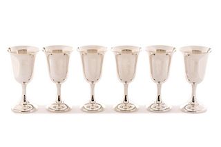 Set of 6 Wallace Sterling Silver Wine Goblets