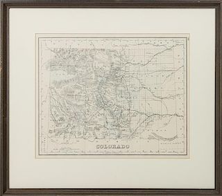 A Decorative Map of Colorado Height 12 1/2 x width 15 inches.