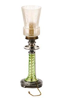 Pairpoint & Uranium Glass Candlestick Lamp