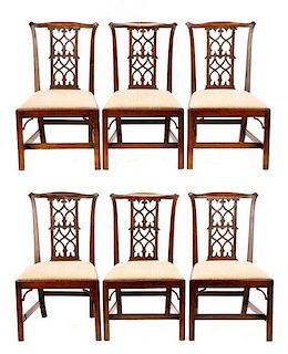 Set, 6 Mahogany Gothic Revival Dining Chairs