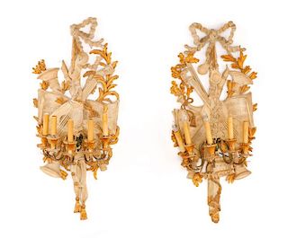 Pair Neoclassical Style Musical Motif Wall Sconces