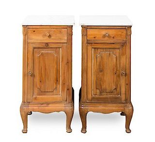 A Pair of American Pine Bedside Tables Height 31 1/2 x width 15 1/4 x depth 15 1/4 inches.