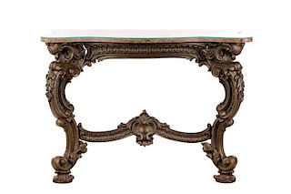 Cast Iron Rococo Revival Console with Marble Top