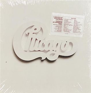 A Chicago at Carnegie Hall Four Disc Sealed LP Set Height of frame 17 x width 17 inches.
