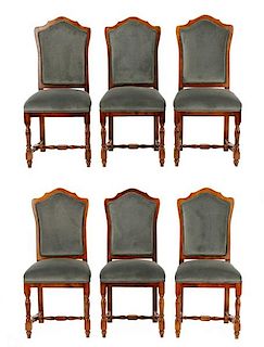 Set, 6 Walnut Tudor Style Dining Chairs