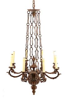 Neoclassical Style Patinated 8-Light Chandelier