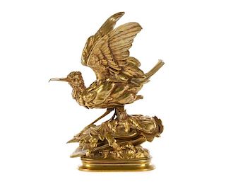 Alphonse Arson, Gilt Bronze Woodcock Sculpture