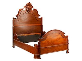 American Mahogany Rococo Revival Bed Frame