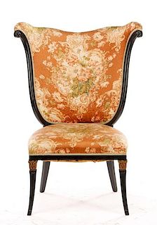 Russian Ebonized Wood Horsehair Chair