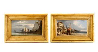 Pair of Continental Harbor Scenes O/B, Signed