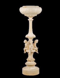 Italian Carved Alabaster Floor Lamp