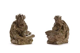 Pair of Charles A. Needham Bronze Figural Bookends