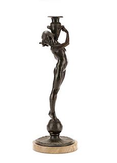 Edward Francis McCartan Bronze Figural Candlestick
