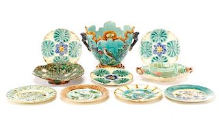 Collection of 10 Pieces of Majolica Pottery