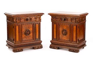 Pair of Renaissance Revival Walnut Side Tables