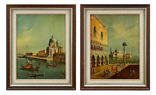 Continental School, "Two Views of St. Mark's", Oil